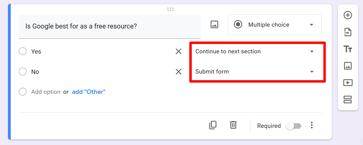 red rectangle highlights the Conditional Logic