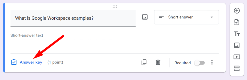 red arrow pointing to “Answer key”