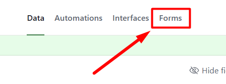 red arrow pointing to Forms tab