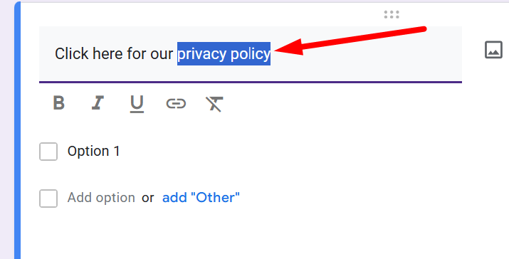 red arrow pointing to highlighted text to add hyperlink