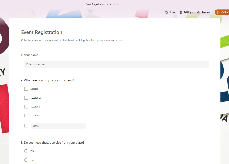 Event Registration Form Template
