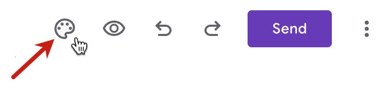 Red arrow pointing to color palette in top left corner