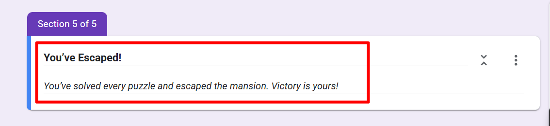 red rectangle highlights the Final Escape Section