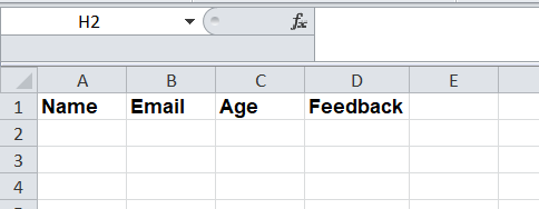 column headers in the first row of an Excel sheet