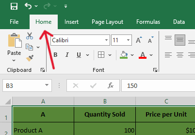 red arrow pointing to ‘Home’ button