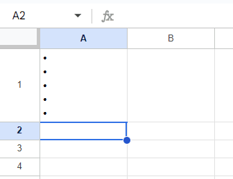 multiple bullet points in cell A1