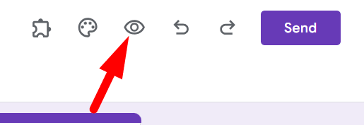 red arrow pointing to eyeball icon in google form