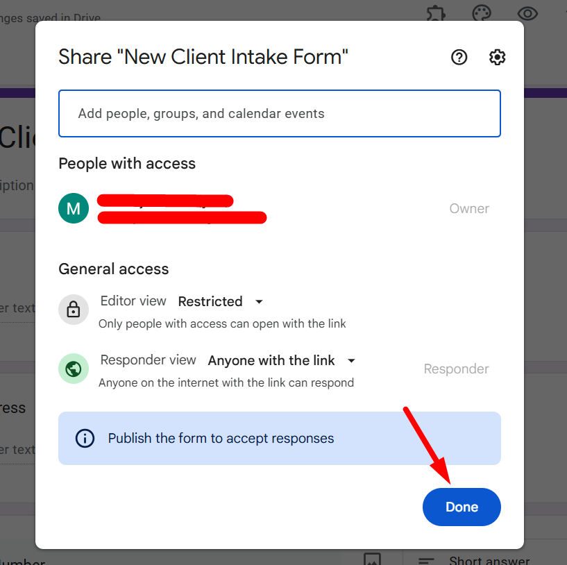 red arrow pointing to the ‘Manage’ in the pop-up