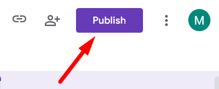 red arrow pointing to the Publish button