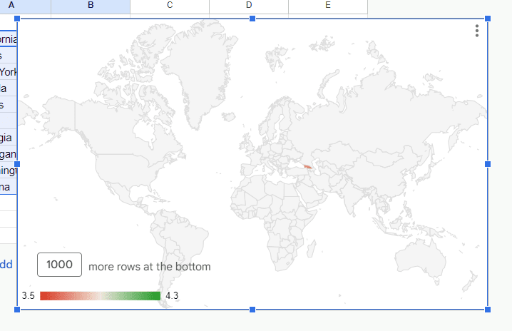 screenshot of a geo chart in world map