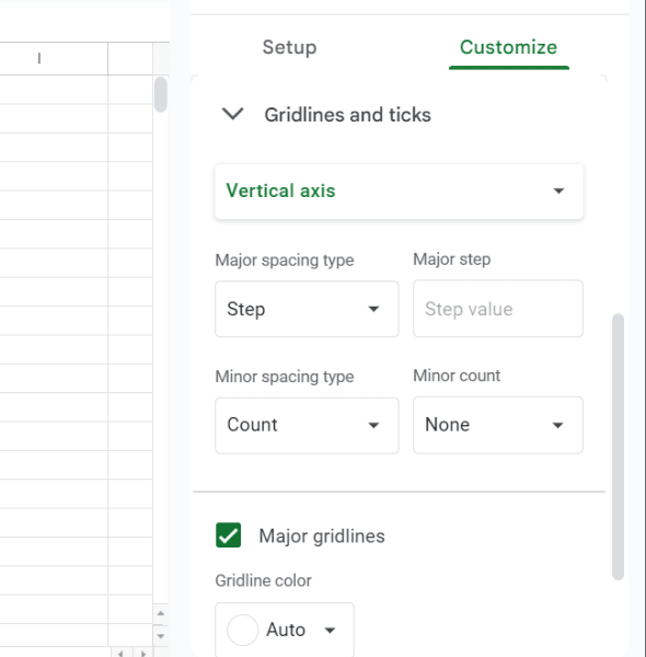 screenshot of all functions of “Gridlines and ticks”