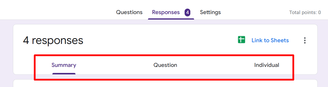 red rectangle highlights the Responses views