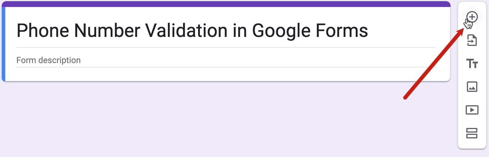 Red arrow pointing to top right corner showing where to add a new field