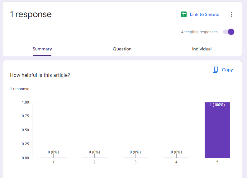 google form responses tab preview