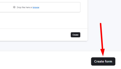 red arrow pointing to the “Create form” button