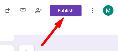 red arrow pointing to Publish button