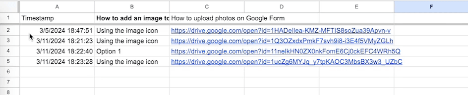A GIF image showing how to select the data in a Google spreadsheet