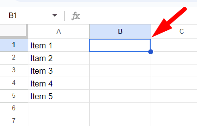 red arrow pointing to a cell to add bullet point 