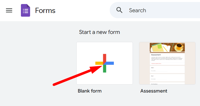 red arrow pointing to blank form icon