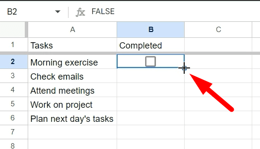 red arrow points to the cursor when it has a plus shape