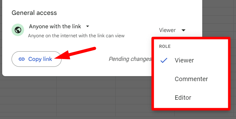 red arrow pointing to “Copy link”