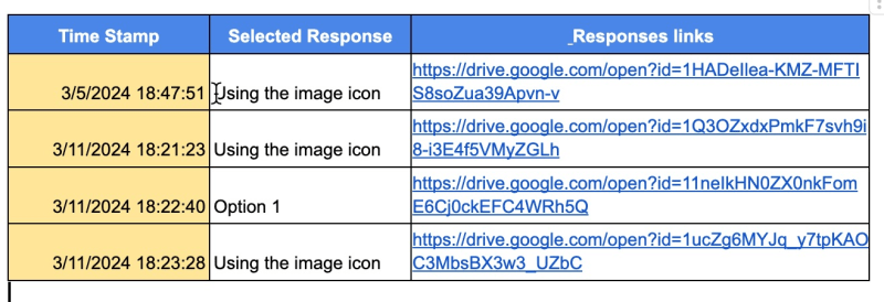 An image showing how the data copied from the Google spreadsheet looks in Google Docs.