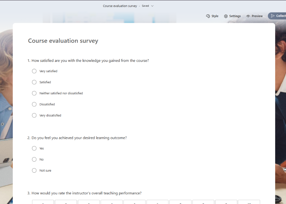Course Evaluation Template