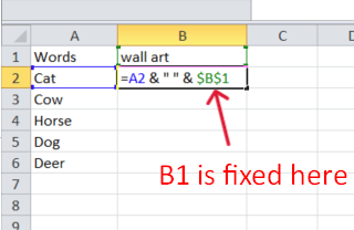red arrow pointing to B1 when it is fix in a formula