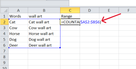 red arrow pointing to range in a formula when cells are fixed