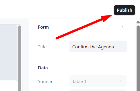 red arrow pointing to Publish button