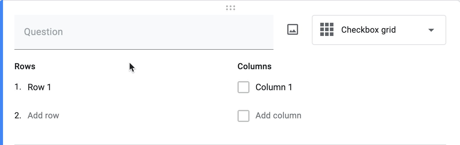 populated checkbox grid question type