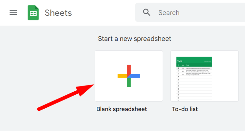 red arrow pointing to plus icon in google sheet