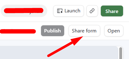 red arrow pointing to Share form button