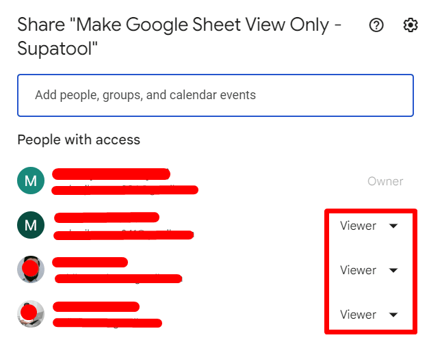 red rectangle highlights users role as ‘Viewer’