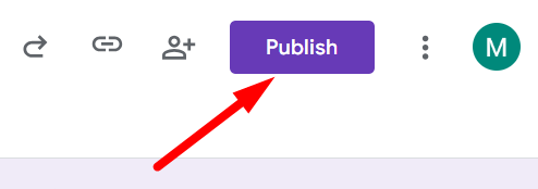 red arrow pointing to ‘Publish’ icon
