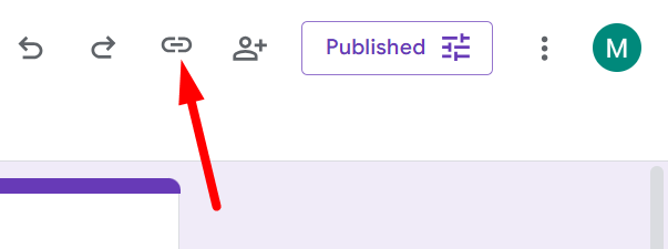 red arrow pointing to the link icon
