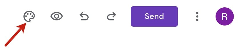 Red arrow pointing to color palette in top left