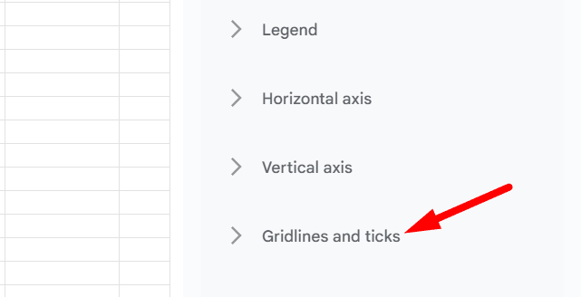 red arrow pointing to "Gridlines and ticks."