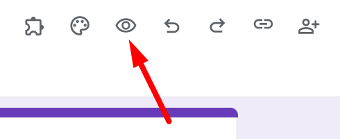 red arrow pointing to the eye icon to preview the form