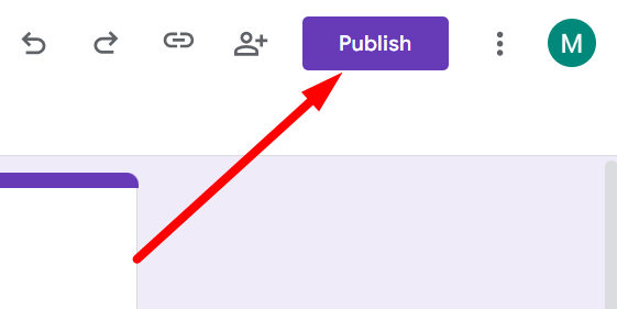 red arrow pointing to the ‘Publish’ button