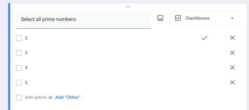 a fulfill question field in google form with “Checkboxes”