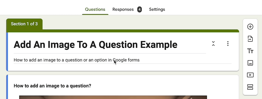A GIF image showing how to access the responses section