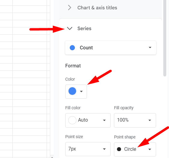 red arrow pointing to ‘Series’ when its open
