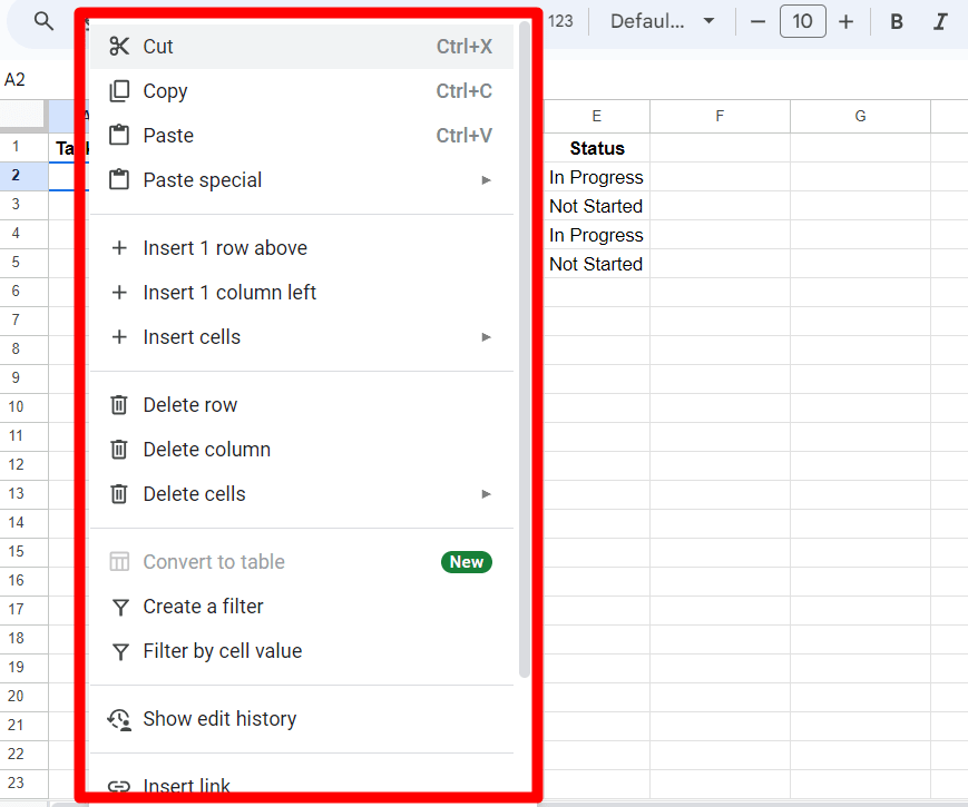 red rectangle highlights the context menu