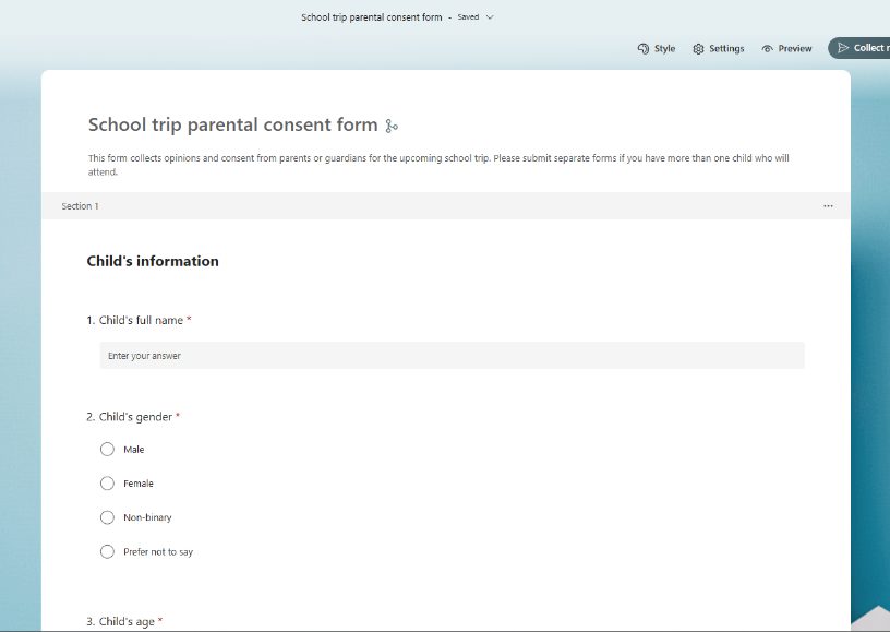School Trip Parental Consent Form Template