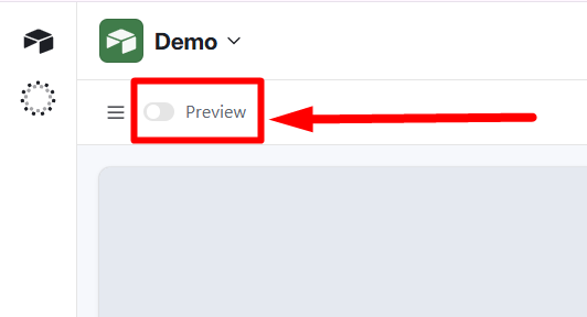 red arrow pointing to preview icon