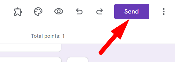 red arrow pointing to the ‘Send’ button in a google form