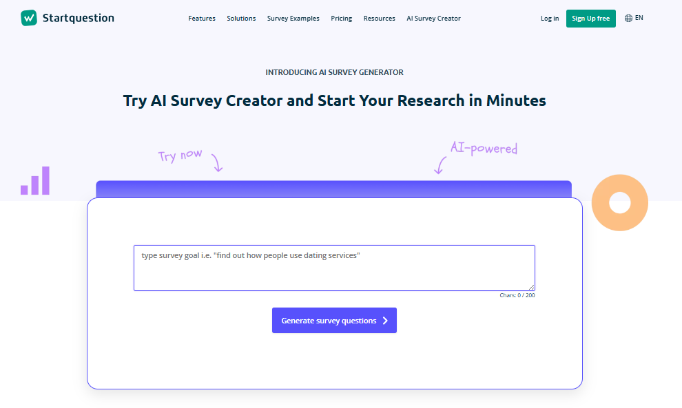 Startquestion NPS® Survey landing page