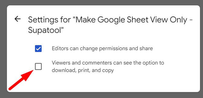 red arrow pointing to a checkbox when it is uncheck for viewers role
