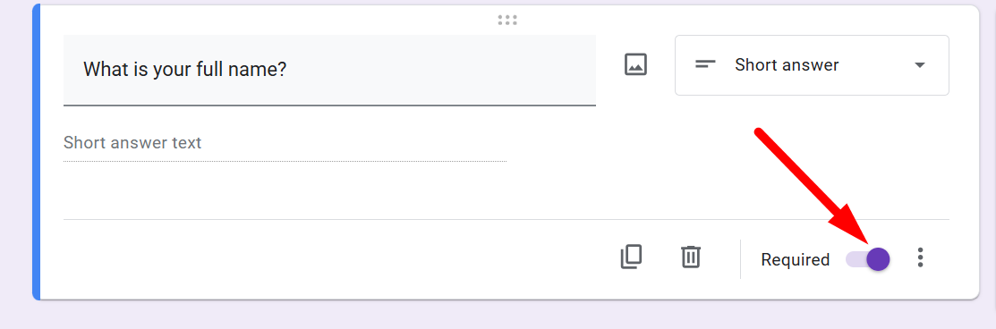 red arrow pointing to ‘Required’ Toggle
